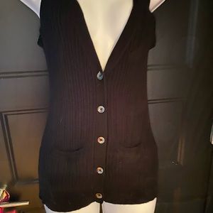 Black, button sweater vest